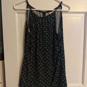 Banana Republic Black Blue and Yellow Patterned top